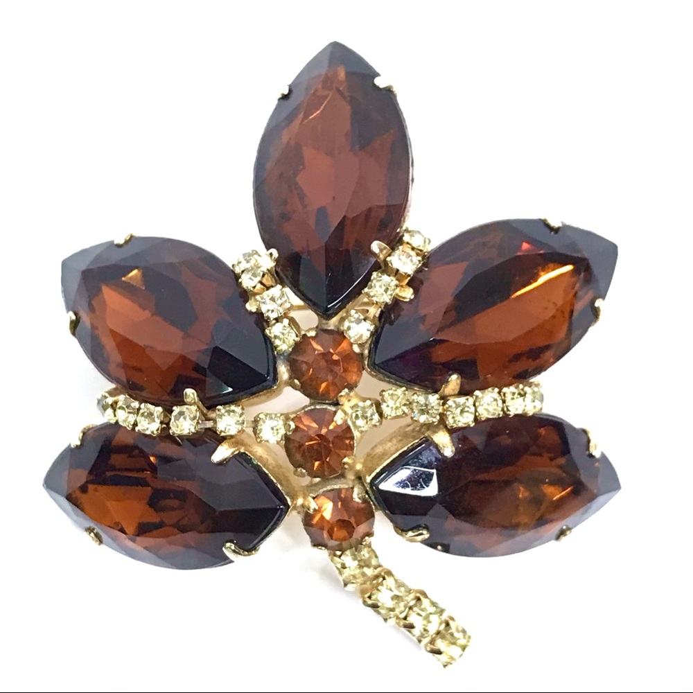 Stunning Large Vintage Glass Rhinestone Brooch